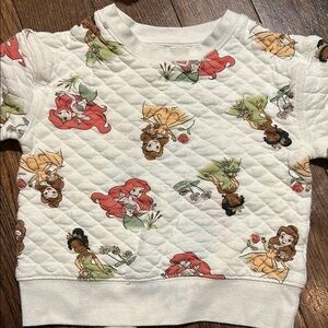 Disney White Quilted Sweatshirt with Cartoon Print
